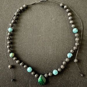Lava, Apatite Jade, Ruby Zoisite Necklace